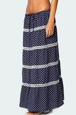 Polka Dot Tiered Maxi Skirt