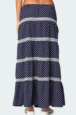 Polka Dot Tiered Maxi Skirt