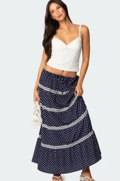 Polka Dot Tiered Maxi Skirt