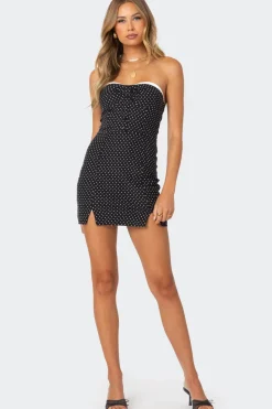 Polka Girl Button Front Mini Dress