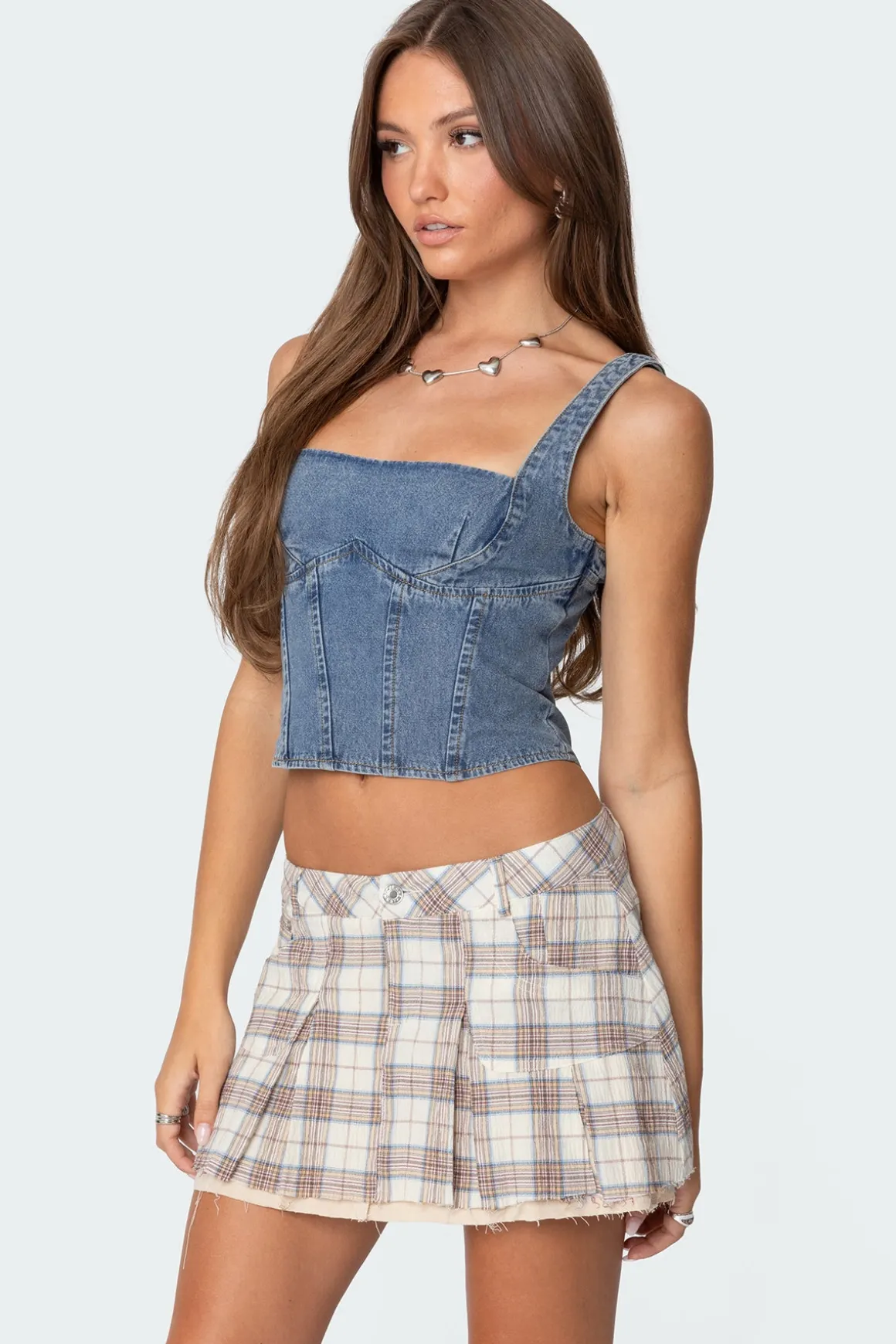 Pollie Denim Bustier Top