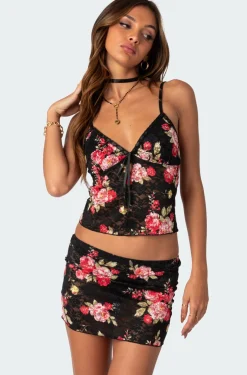 Portofino Printed Sheer Lace Tank Top
