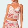 Portofino Printed Sheer Lace Tank Top