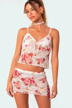 Portofino Printed Sheer Lace Tank Top