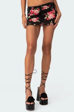 Portofino Printed Sheer Lace Mini Skirt