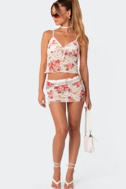 Portofino Printed Sheer Lace Tank Top