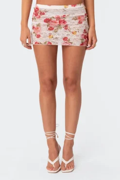 Portofino Printed Sheer Lace Mini Skirt