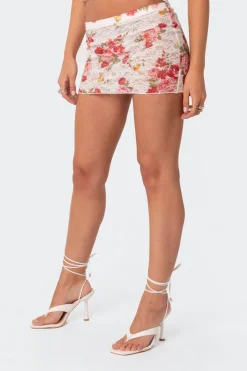 Portofino Printed Sheer Lace Mini Skirt