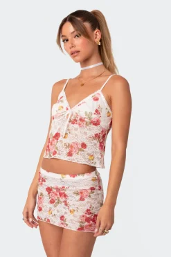 Portofino Printed Sheer Lace Tank Top
