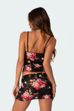 Portofino Printed Sheer Lace Tank Top