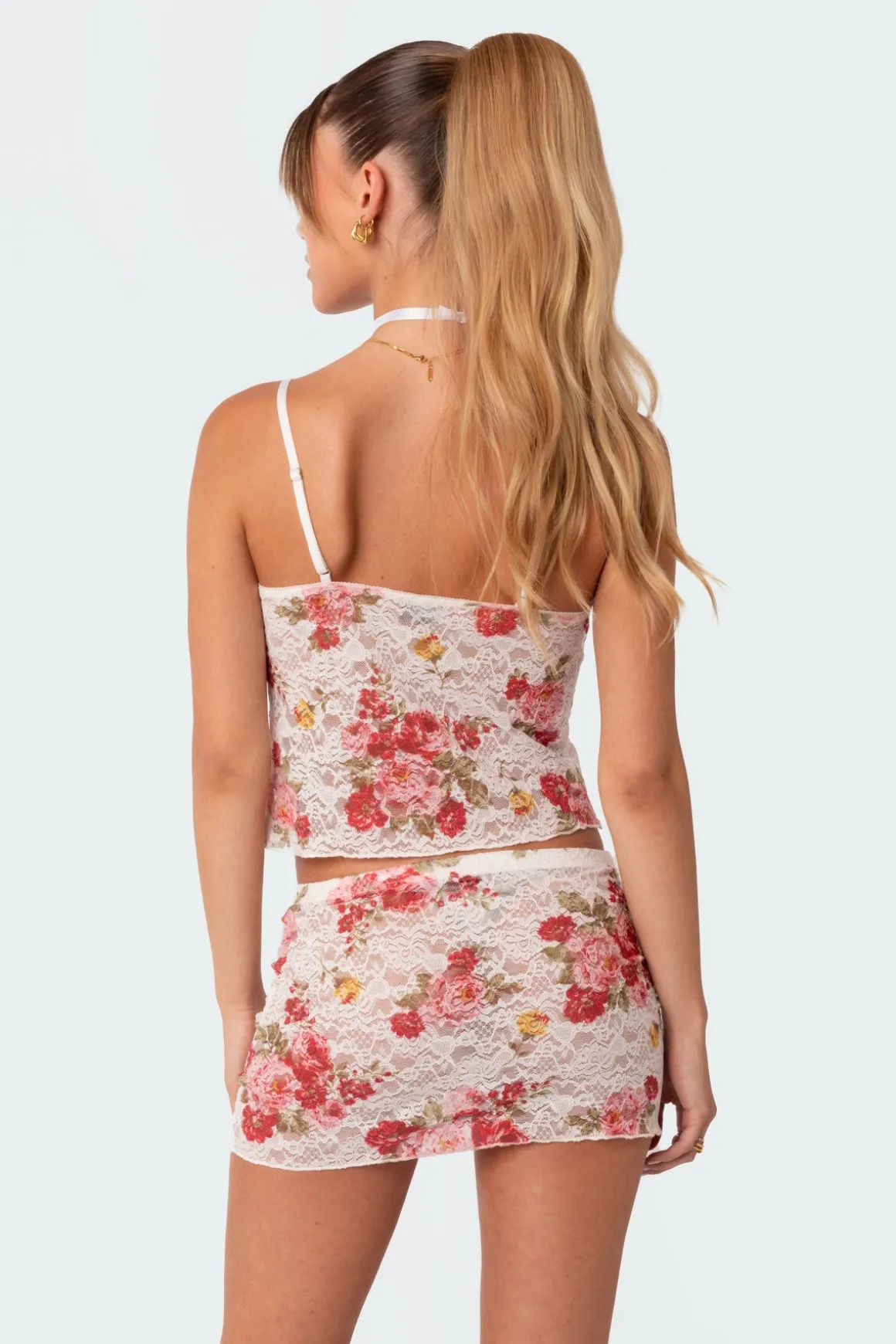Portofino Printed Sheer Lace Tank Top