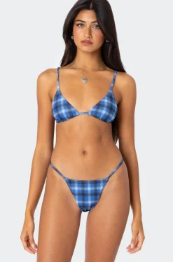 Preppy Plaid Triangle Bikini Top