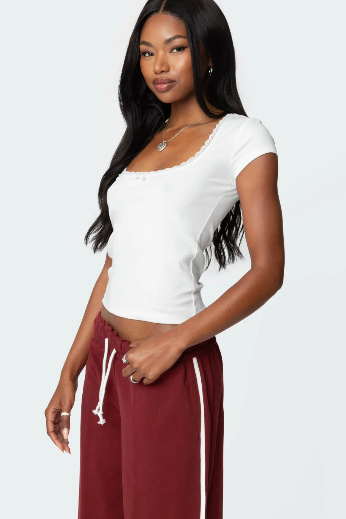 Priscilla Lace Trim T Shirt