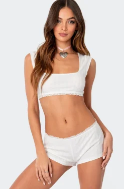 Prissy Pointelle Open Back Crop Top