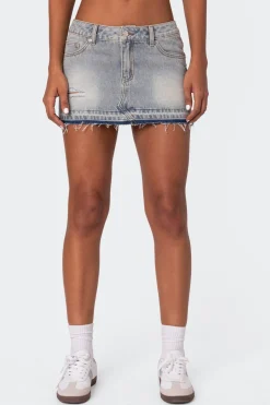 Priyanka Distressed Denim Mini Skirt