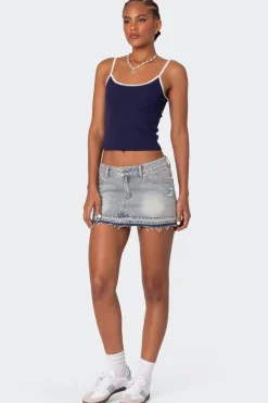Priyanka Distressed Denim Mini Skirt