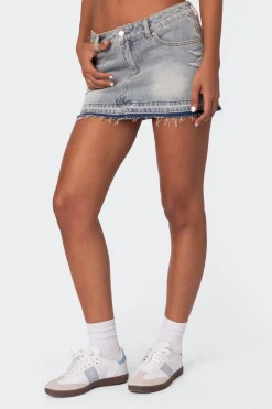 Priyanka Distressed Denim Mini Skirt