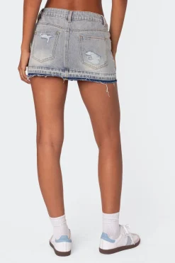 Priyanka Distressed Denim Mini Skirt