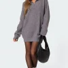 Quarter Zip Knit Mini Dress