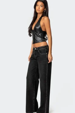 Quincy Studded Low Rise Jeans