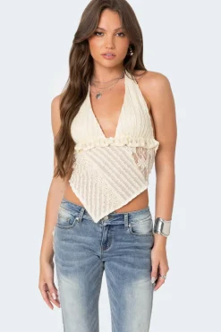 Quinta Lacey Asymmetric Halter Top