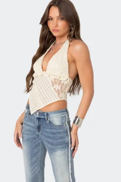 Quinta Lacey Asymmetric Halter Top
