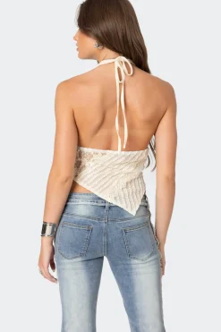 Quinta Lacey Asymmetric Halter Top