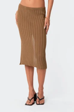 Quynh Slitted Knit Midi Skirt