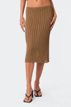 Quynh Slitted Knit Midi Skirt
