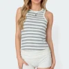 Racer Striped Ribbed Tank Top