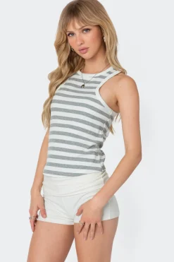 Racer Striped Ribbed Tank Top