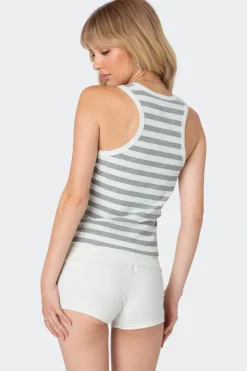 Racer Striped Ribbed Tank Top