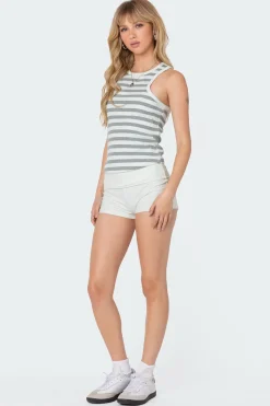 Racer Striped Ribbed Tank Top