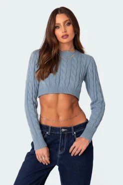 Raina Open Back Cable Knit Sweater