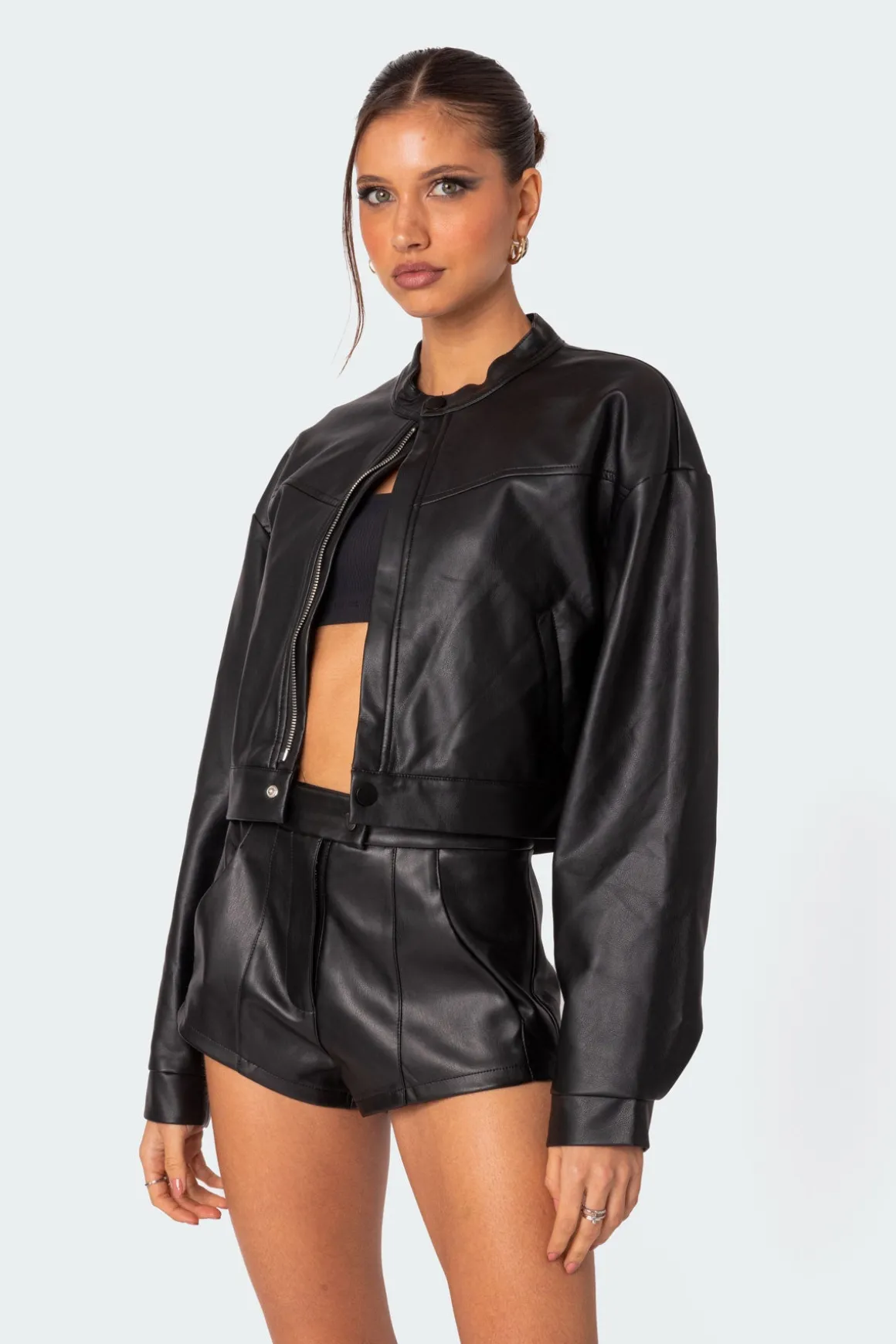Ramona Faux Leather Cropped Jacket