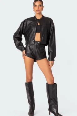 Ramona Faux Leather Cropped Jacket