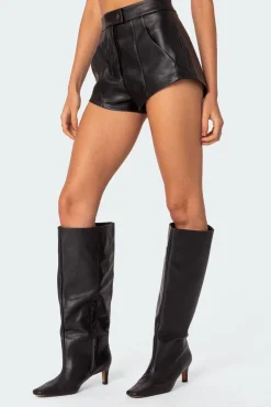 Ramona High Rise Faux Leather Micro Shorts