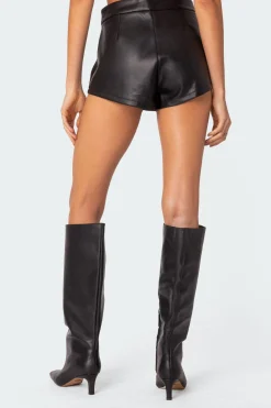 Ramona High Rise Faux Leather Micro Shorts