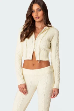 Ray Cable Knit Hooded Cardigan
