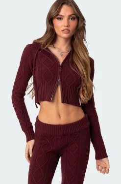 Ray Cable Knit Hooded Cardigan