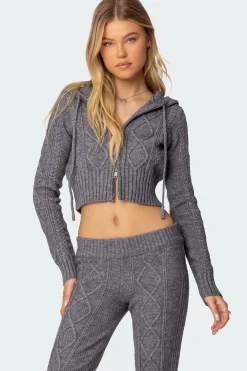 Ray Cable Knit Hooded Cardigan