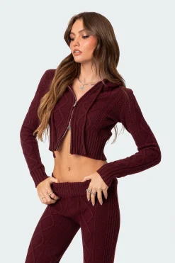 Ray Cable Knit Hooded Cardigan