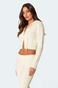 Ray Cable Knit Hooded Cardigan