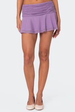 Rebecca Ruched Mesh Mini Skirt