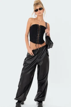 Rebel Faux Leather Cargo Pants