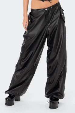 Rebel Faux Leather Cargo Pants