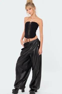 Rebel Faux Leather Cargo Pants