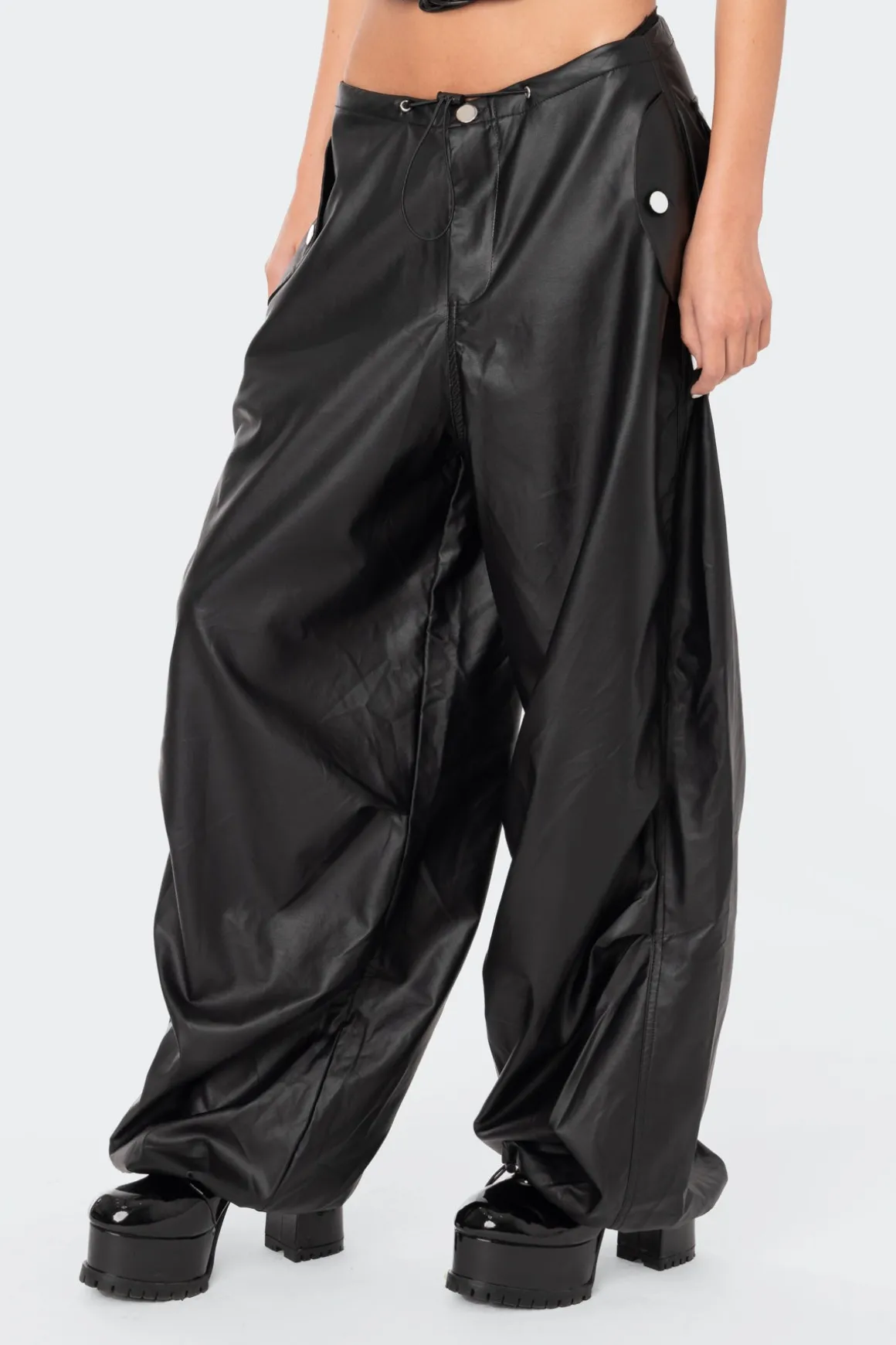 Rebel Faux Leather Cargo Pants