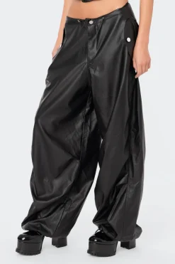 Rebel Faux Leather Cargo Pants