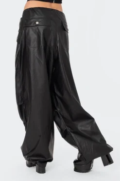 Rebel Faux Leather Cargo Pants